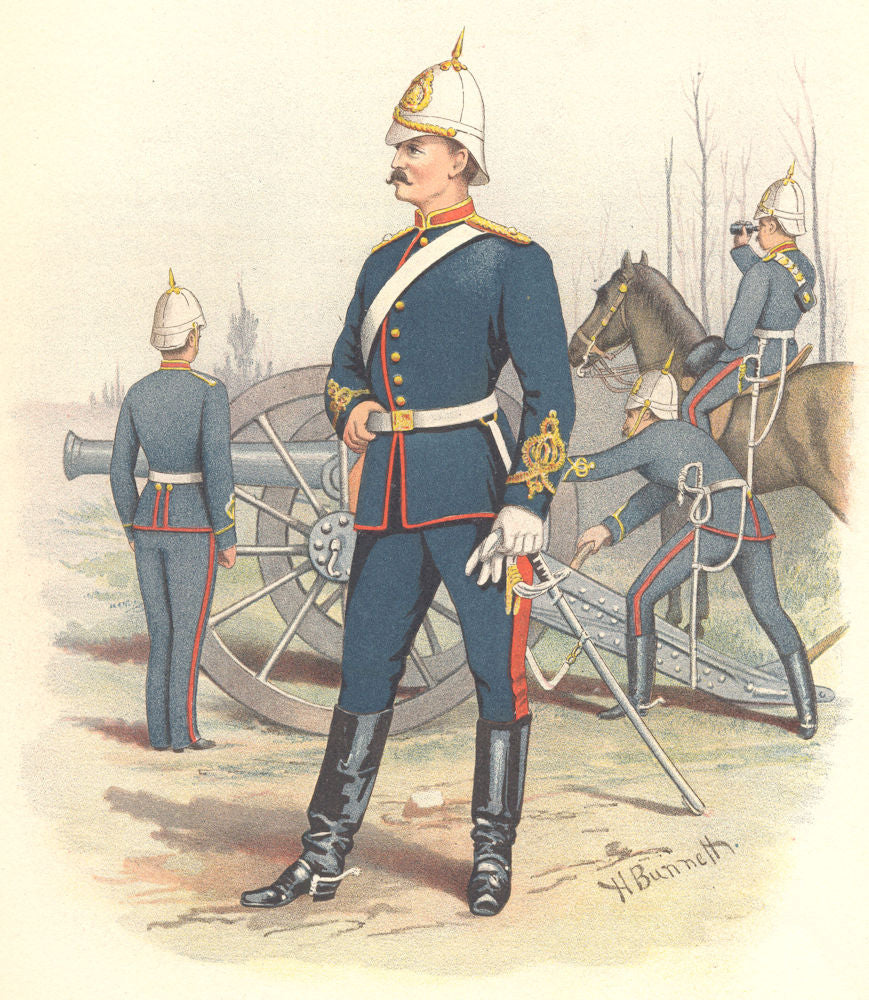 AUSTRALIAN MILITIA UNIFORMS (AUSTRALIA) . The Victorian Artillery 1890 print